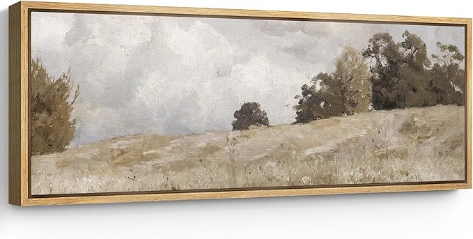 SIGNFORD Large Framed Canvas Print Wall Art Rustic Countryside Landscape Illustrations Modern Art Relax/Calm Warm for Living Room, Bedroom, Office - 60"x20"