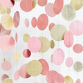 Champagne Gold Rose Pink Polka Dot Garland Champagne Dusty Pink Circle Dot Hanging Streamer Banner for Birthday Baby Shower Bridal Shower Wedding Engagement Retirement Boho Party Decorations Supplies
