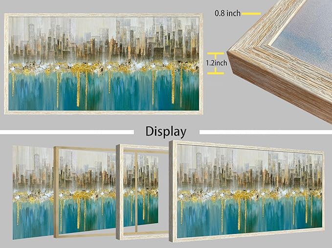 Ardemy Extra Large Framed Wall Art Abstract Canvas Modern Gold Textured Wall Decor Living Room Painting Picture Artwork Bedroom Home Office, 58"x29"