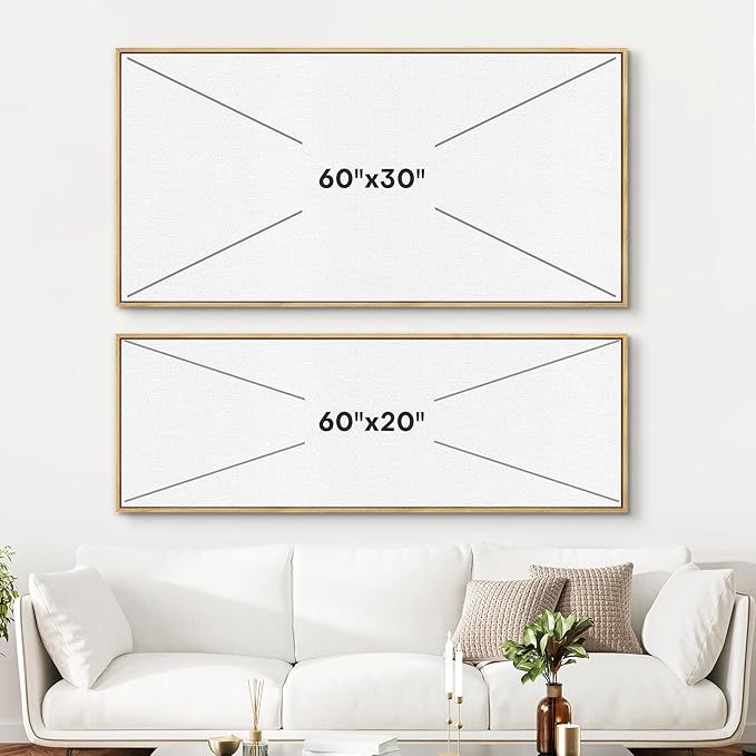 SIGNFORD Large Framed Canvas Print Wall Art Classical Forest Sketch Vintage Style Tree Illustrations Modern Art Relax/Calm Warm for Living Room, Bedroom, Office - 60"x20"