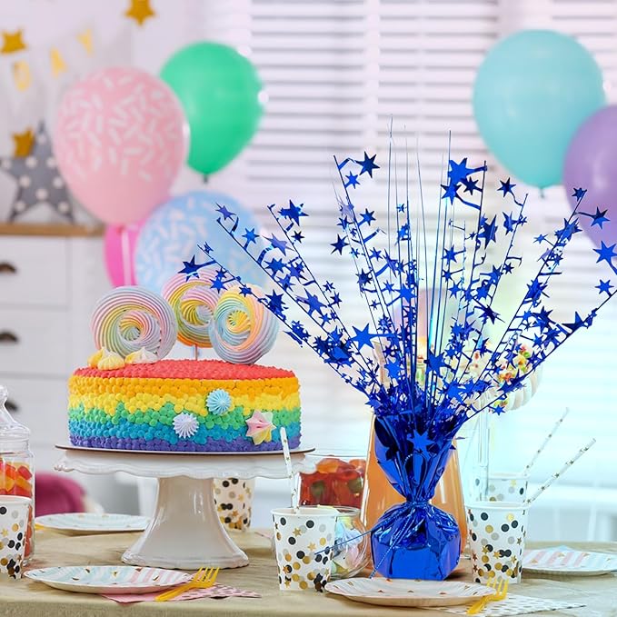 ALISSAR 4-Pack Glitter Blue Star Centerpieces-Table Decorations for Home Decor Birthday Wedding Anniversary Decor (Blue)