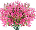 8 Bundles Artificial Lavender Plants Outdoor UV Resistant Fake Flowers Faux Plants Garden Porch Window Box Decorating (Pink)