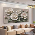 Canvas Art Wall Decor Pink White Floral Wall Art For Living Room Modern Canvas Wall Decor Prints Pictures For Wall White Flower Wall Art For Hotel Artwork 24x48 Inch