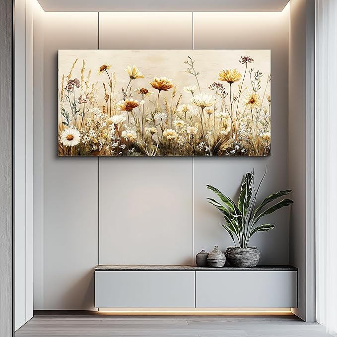 hyidecorart Large Flower Wall Art for Living Room Botanical Farmhouse Wall Decor Nature Abstract Picture for Bedroom Office Elegant Floral Canvas Prints Artwork Home Decorations Ready to Hang 30"X60"