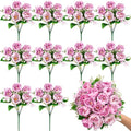 Olgaa 12 Bundles Peonies Artificial Flowers Fake Peony Bouquet Faux Peonies Flowers Bulk with Stems Flower Balls for Centerpiece Table Decorations Wedding Bridal Floral Arrangement (Purple Pink)