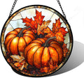 Stained Glass Window Hanging, Pumpkin Maple Leaf Suncatcher for Doors Home Sun Catchers Decoration and Christmas, Mother's Day Birthday Gifts for Women, Men, and Mom 6.3 in