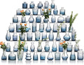 Glass Bud Vase Set of 60 - Small Vases for Flowers in Bulk - Assorted Vintage Crystal Vases for Flowers, Table Centerpieces (Blue, 60 Pcs)