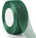 1-1/2 Inch Dark Green Sheer Organza Ribbon for Bow Making, Gift Wrapping, Christmas Decoration, 50 Yards/Roll