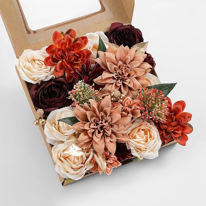Artificial Flowers Combo, Fake Flowers for DIY Tables Centerpieces Baby Shower Bridal Shower Wedding Bouquet Arrangements Party Candle Holder Cake Decor Flower Home Decorations