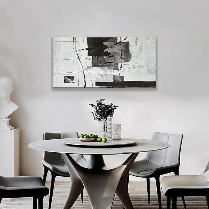 Suconvng Abstract Wall Art Small Size Black And White Wall Art Home Wall Decor Artwork Modern Canvas Art Wall Decor Painting Prints Abstract Art Pictures For Bedroom Office Artwork20 X 40"