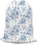 DSHFG Light Blue Chinoiserie Toile Floral Birthday Drawstring Gift Wrap Bags, Chinoiserie Baby Shower Drawstring Gift Bags Canvas, Blue and White Small Happy Birthday Bag, Gifts for Women, 10x13 Inch