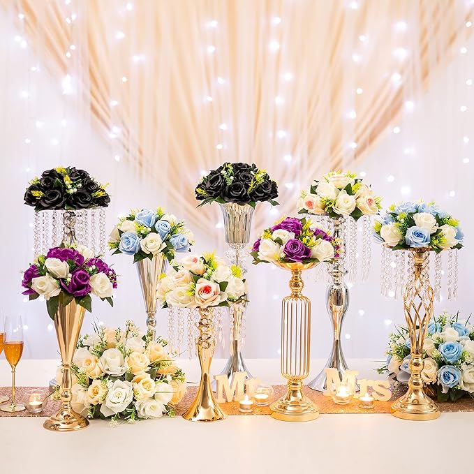 Flower Centerpieces for Wedding Tables: Wedding Table Decorations Purple & White Flower Balls Centerpieces for Engagement Cerebration Party Center Pieces 10 Packs