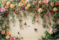 Baocicco 12x10ft Flowers Wall Photography Background Butterfly Spring Floral Botanical Banner Backdrop Vintage Wedding Birthday Backdrop Decorations Girls Party Table Cake Decoration Photo Props