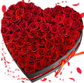 50 Forever Flowers, Preserved Rose in Heart Shape Box, Eternal Roses, Birthday Gifts for Women, Wife, Her, Mother's Day -Red
