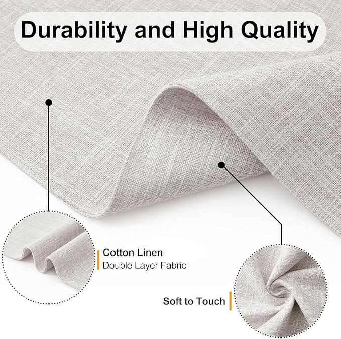 Homaxy Cloths Placemats for Dining Table Set of 6, Heat Resistant Washable Cotton Linen Blend Table Mats, Easy to Clean Place Mats for Indoor Outdoor Party Kitchen Decoration, 13" x 19", Beige