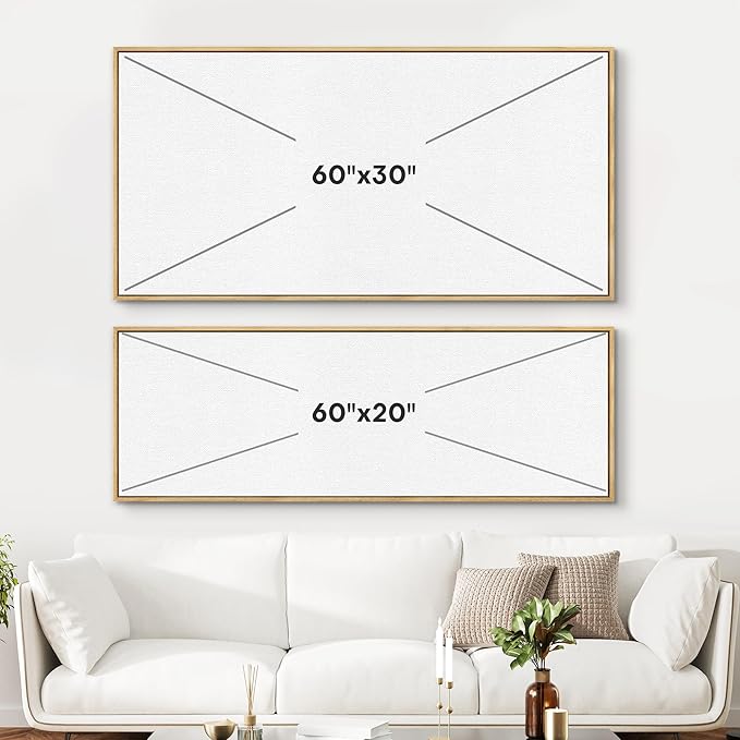 SIGNFORD Extra Large Framed Canvas Print Wall Art Blush and Green Abstract Brushstroke Illustrations Modern Art Relax/Calm Warm for Living Room, Bedroom, Office - 60"x30"