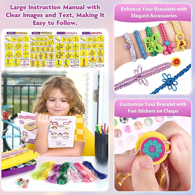 FunMission Friendship Bracelet Kit, Friendship Bracelet Making Kit for Girls, Arts and Crafts for Kids Ages 8-12, Bracelets String Maker DIY Toys Set, Toys for Girls 6 7 8 9 10 11 12+ Years Old