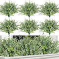 RECUTMS 20 Bundles Faux Eucalyptus Stems Artificial Plants Outdoor Faux Greenery for Outdoor Planters Boxwood Bushes for Farmhouse Bathroom Office Vase Centerpiece Indoor Outdoor Decor(Dusty Green)