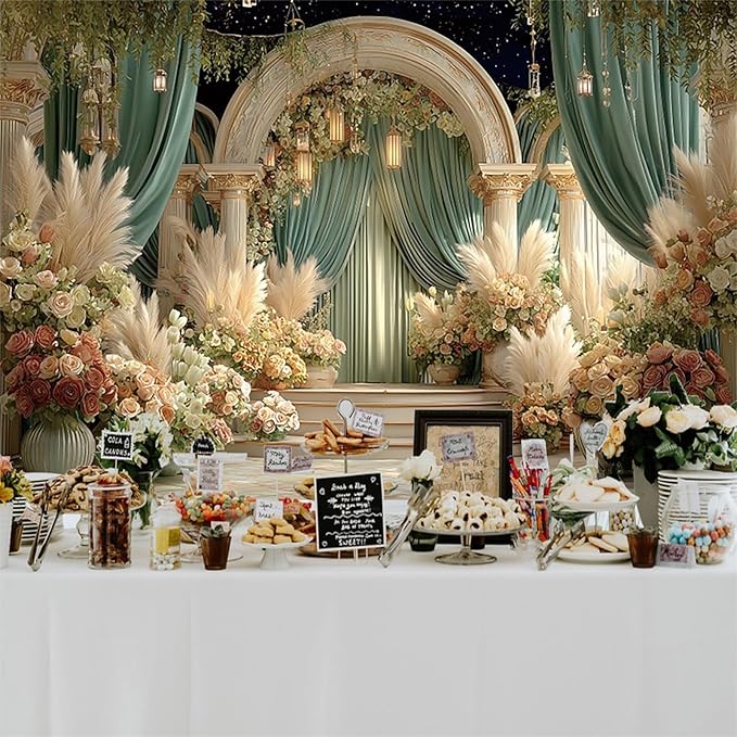 Baocicco Flower Wedding Backdrop 12x10ft Dreamy Fantasy Arch Door Roman Column Background Bride to Be Bridal Shower Decorations Anniversary Ceremony Backdrops for Photography Banner Photo Booth