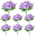8 Pack Purple Peonies Artificial Flowers, Fake Silk Hydrangea Bouquet for Bridal Wedding Home Table Decor Reusable Dining Opening Ceremony Birthday Arrangement Faux Floral