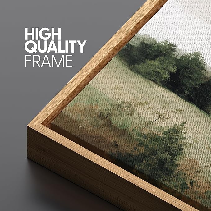 SIGNFORD Extra Large Framed Canvas Print Wall Art Rustic Countryside Landscape Illustrations Modern Art Relax/Calm Warm for Living Room, Bedroom, Office - 60"x30"
