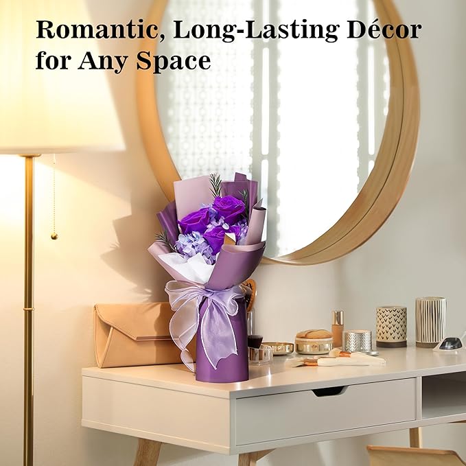 Flower bouquet for Her, Flowers for Delivery Prime, Preserved Flowers Gifts for Women, Valentines Flowers, Mom Presents from Daughter Son, Birthday Gifts, Real Roses,Purple Roses