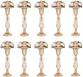 Pack of 10 Wedding Floral Crystal Flower Centerpiece Vases for Reception Centerpieces Party Event, 20.2 inches Versatile Flower Arrangement & Candle Holder Stand