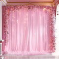 10ft x 10ft Pink Backdrop Curtain with Lights String for Parties, Sheer Tulle Wedding Photo Backdrops Drapes for Baby Shower Birthday Party Decorations Background for Photography