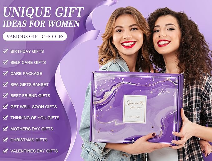 Birthday Gifts for Women Self Care Gifts Get Well Soon Gifts, Lavender Relaxing Spa Gifts Basket Care Package w/ Luxury Flannel Blanket, Unique Christmas Gifts Idea for Mom Her Friend Sister Wife