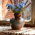 Ceramic Small Flower Vase-5.2" Rustic Farmhouse Vases Home Decor, Terracotta Vases Vintage Living Room, Kitchen Bedroom Decorations for House Book Shelf Office Coffee Desk Dining Fireplace