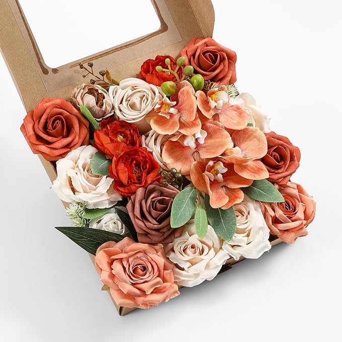 Artificial Flowers Combo, Fake Flowers for DIY Tables Centerpieces Baby Shower Bridal Shower Wedding Bouquet Arrangements Party Candle Holder Cake Decor Flower Home Decorations