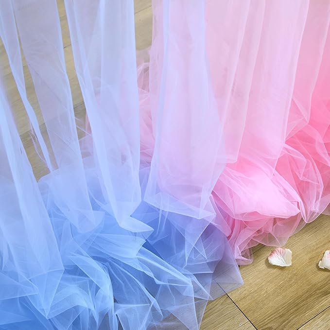 Pink and Blue Backdrop Curtain for Gender Reveal Girl and Boy Party Sheer Tulle Backdrop Drapes for Baby Shower Birthday Party Photoshoot Background Decorations 2 Panels 5ft X 8 ft