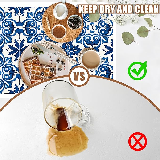 Dish Drying Mat Blue Portuguese Tiles Coffee Bar Mat for Countertop - Absorbent Rubber Backed Hide Stain Dish Drainer Rack - Coffee Maker Pot Dining Room Decoration 15.7 x 23.6 Inch