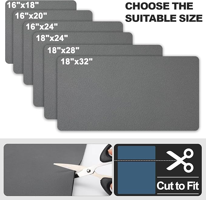 Dish Drying Mat for Kitchen Counter | Coffee Bar Mat for Countertops | Heat Resistant Drainer Mat with Non-slip Rubber Backed | Hide Stain Kitchen Absorbent Draining Mat | Dark Grey 16"x18"