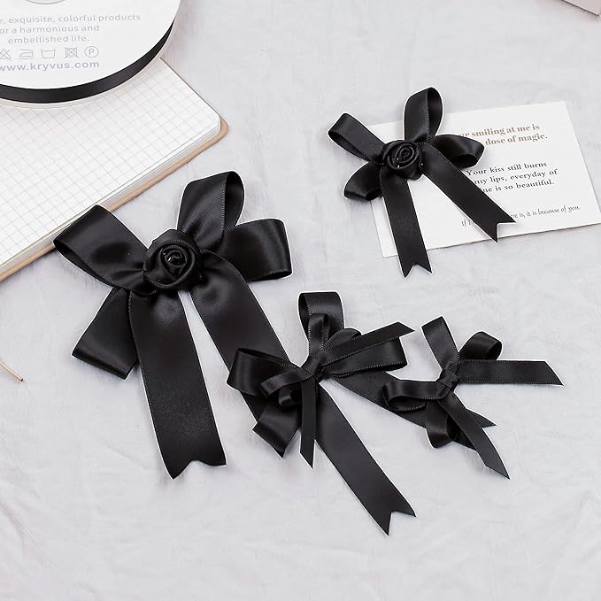 Black Satin Ribbon, Double Faced 1/2 Inch X 25 Yards Black Ribbon, Premium Satin Ribbons for Gift Wrapping, Crafts, Hair Bow Making, Sewing, Flower Bouquet, Wedding Party Decor