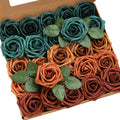 Ling's moment Artificial Flowers, 50Pcs 3" Roses in Teal Shades, Realistic DIY Foam Floral Decor for Wedding Bouquets/Centerpieces, Outdoor Party Backdrops, Room/Table, and Garden/Pot Decorations