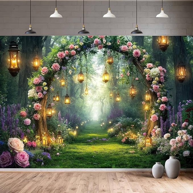 10x10ft Purple Flower Wedding Photography Backdrop Lavender Floral Wedding Bridal Photography Backdrop Anniversary Birthday Baby Shower Girl Party Banner Photo Booth Props Background Wall Decor