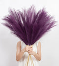 9 Pcs 45" Tall Pampas Grass Purple Decor, Long Stem Artificial Flower Floor Vase Large Faux Floral Pompas Fake Plants Dried Bouquet Arrangement Vase Filler for Boho Home Wedding Decoration
