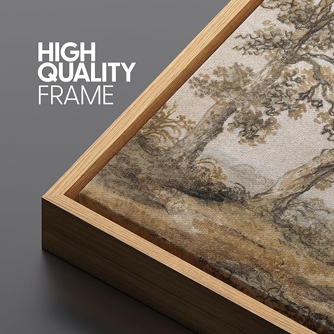 SIGNFORD Large Framed Canvas Print Wall Art Classical Forest Sketch Vintage Style Tree Illustrations Modern Art Relax/Calm Warm for Living Room, Bedroom, Office - 60"x20"