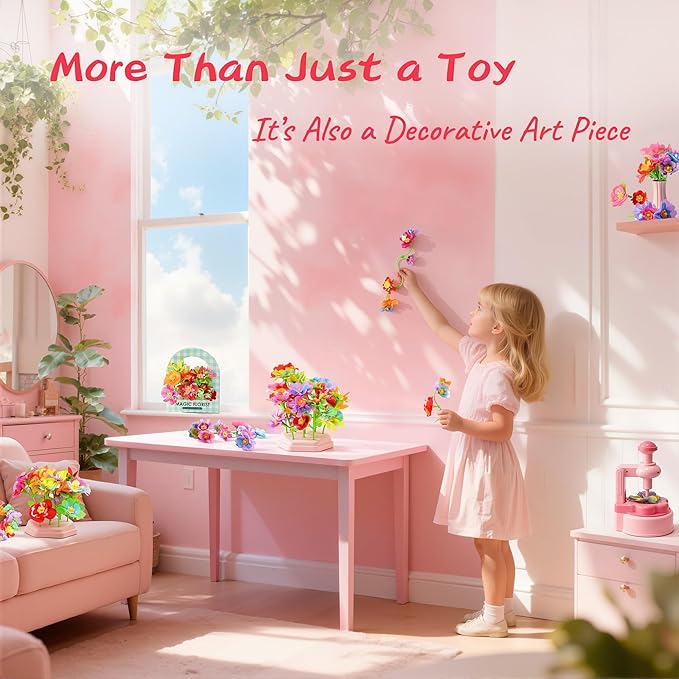 Unitour DIY Flower Bouquet Craft Kits，Arts and Crafts Flowers Market Toy for Kids，Birthday Gift for 4 5 6 7 8 9 10 Year Old Girl Boy (Flower Craft Kits)