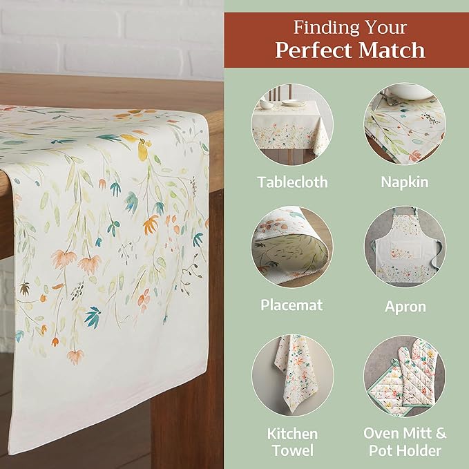 Maison d' Hermine Table Runner 100% Cotton Double Layer Table Runners 108 inches Long Decorative for Home Kitchen Dining Party Baby Shower Wedding Bridal Shower Spring Summer (Colmar, 14.50" x 108")