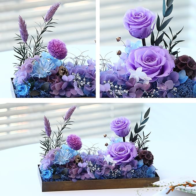 Christmas Flowers Roses Gifts for Mom,Forever Real Preserved Rose in Glass Dome,Christmas Roses Gifts for Women Grandma Wife Mother in Law
