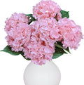 6PCS Premium Pink Hydrangea Artificial Flowers Bouquets, Light Pink Silk Hydrangea Flowers Heads with Stems, Fake Hydrangeas Flowers Arrangement, Faux Hydrangea Decor for Home Wedding Party