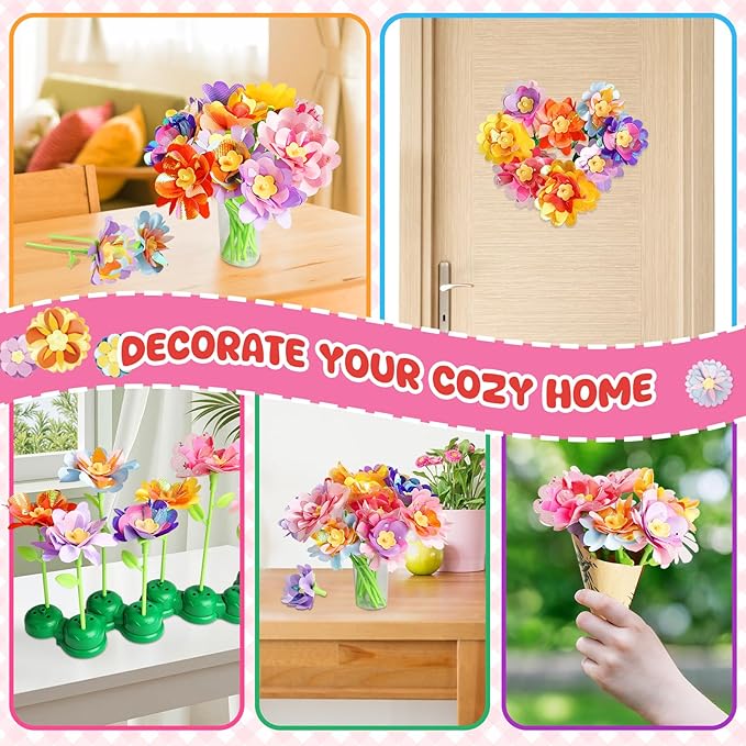Craft Kits for Girls 4-8 Year Old, Christmas Gift for Grandkids, Arts and Crafts for Kids Ages 8-12 4-8 4-6, DIY Flower Making Kit for Kids, Birthday Gifts for Girls Toys Age 3 4 5 6 7 8 Year Old