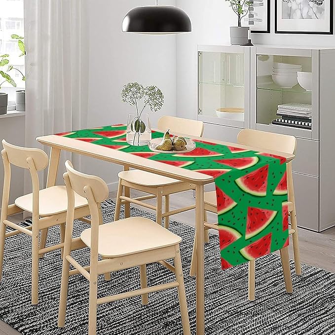 Watermelon Table Runner,Summer Fruit Tropical Birthday Party Decoration Dining Room Home Kitchen Table Decor 13 x 36In