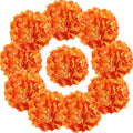 Silk Hydrangea Heads with Stems Artificial Flowers Heads for Home Wedding Decor,Pack of 10 (Orange)