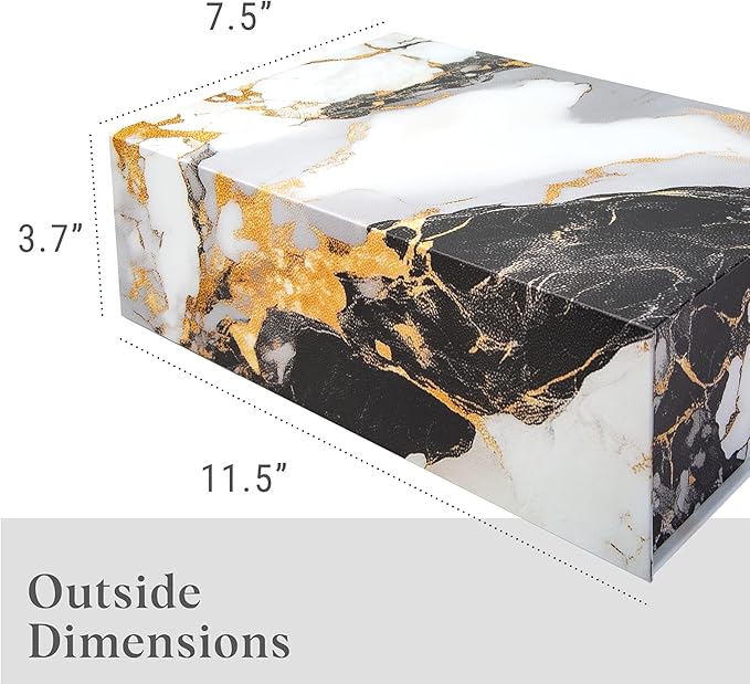Sorarto Luxury Keepsake Gift Box 3-Pack | Marble Gold Decorative Boxes with Magnetic Lids for Presents, Wedding Memory Box, and Bridal Gifts. 11.5" x 7.5" x 3.5"