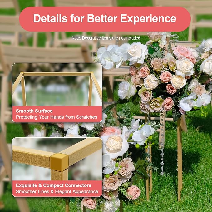 10Pcs Gold Wedding Flower Stands, Metal Column Flower Holder Gold Flower Centerpieces Stands Wedding Metal Centerpieces Rectangular Vase for Wedding Decorations Party Event (10Pcs 23.62in)