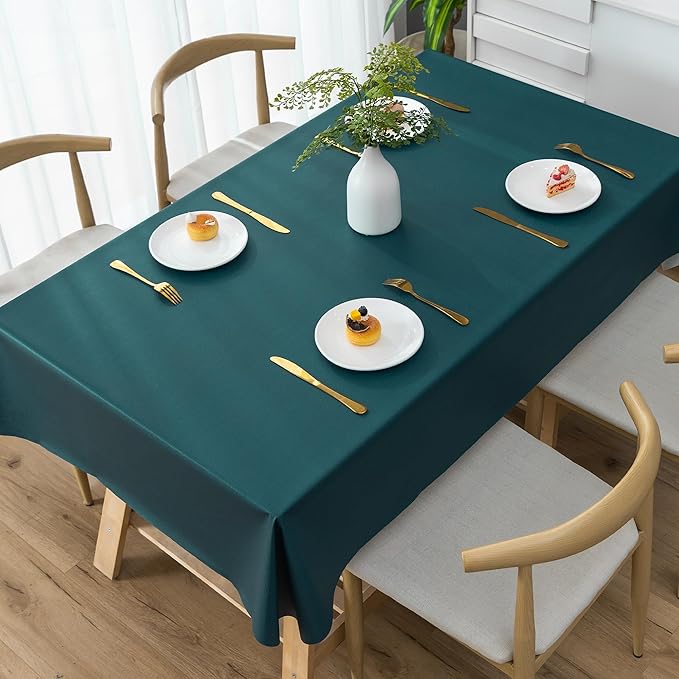 Rectangle Table Cloth,100% Waterproof Tablecloth Oil Proof Spill Proof Vinyl Table Cloth, Wipe Clean Plastic Table Cover for Dining, Camping, Indoor and Outdoor 54" x 120",Navy Blue
