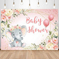 Elephant Baby Shower Backdrop for Girl Blush Pink Floral It's A Girl Baby Shower Party Decoration Photography Background A Sweet Little Peanut Banner Photoshoot Supplies 5x3ft
